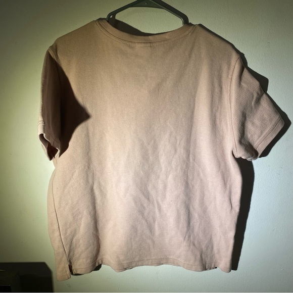 BERSHKA mens pink loose fit tshirt ribbed - Picture 6 of 9